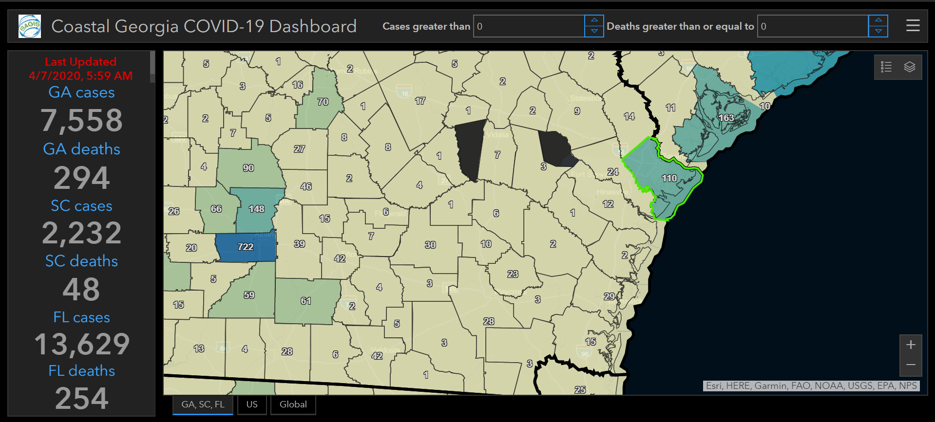 Coastal Georgia COVID-19 Dashboard